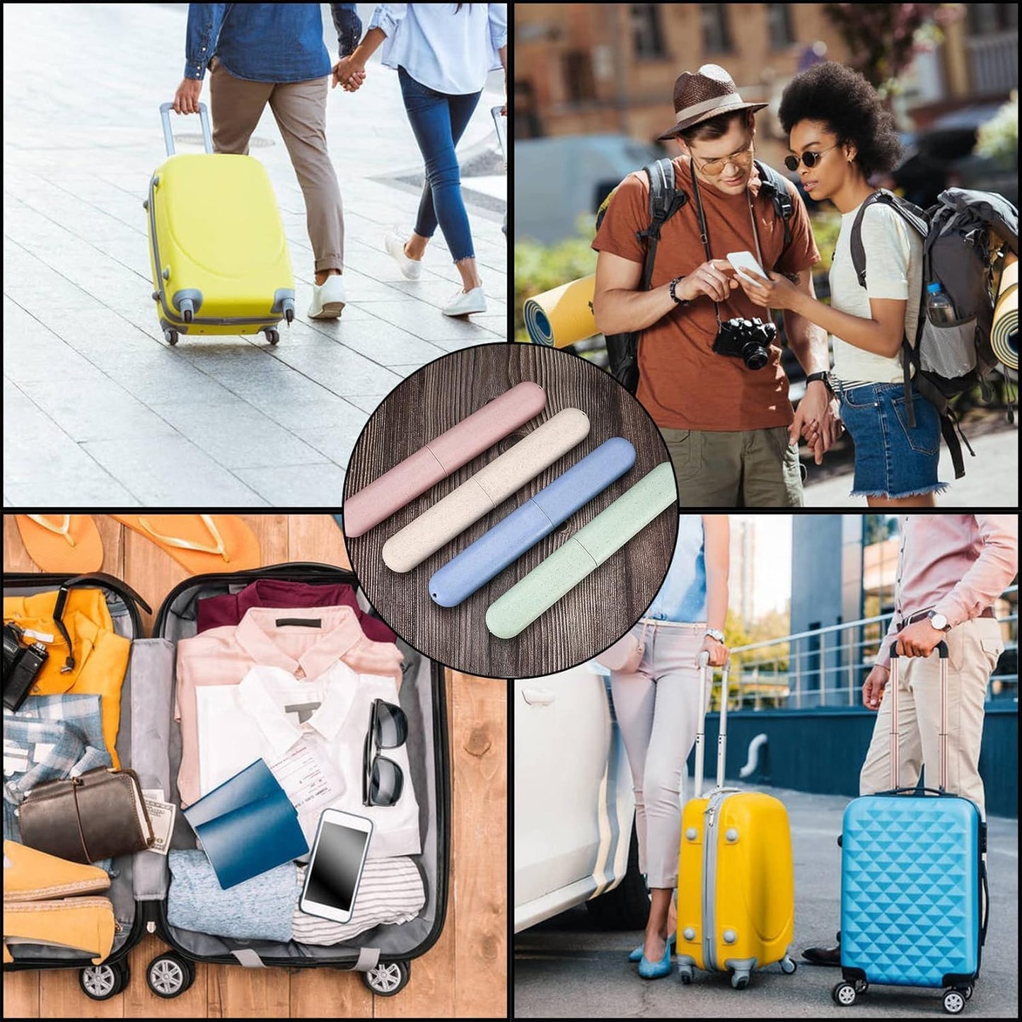 SKY-TOUCH 4PCS Travel Toothbrush Cases, Travel Toothbrush Cover Portable Replacement Toothbrush Holder for Hiking Camping Business Trip, 20x3cm