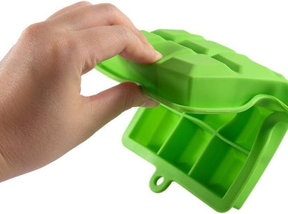 SKY-TOUCH 2-Pack Food Grade Silicone Ice Cube Cubes with Lids for Freezer, Easy-to-Remove 24 Cube Cubes for Party, Drinks and Frozen Liquids (Blue and Green) - 19.5Lx12.5Wx2.5H cm
