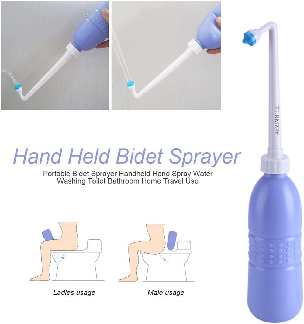 SKY-TOUCH Large Portable Shattaf Bidet Bottle and Traveling Bidet for Personal Cleansing Use - Include Extended Nozzle - Personal Hygiene Care Toilet Bidet Spray -650ml Purple