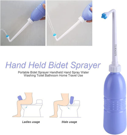 SKY-TOUCH Large Portable Shattaf Bidet Bottle and Traveling Bidet for Personal Cleansing Use - Include Extended Nozzle - Personal Hygiene Care Toilet Bidet Spray -650ml Purple