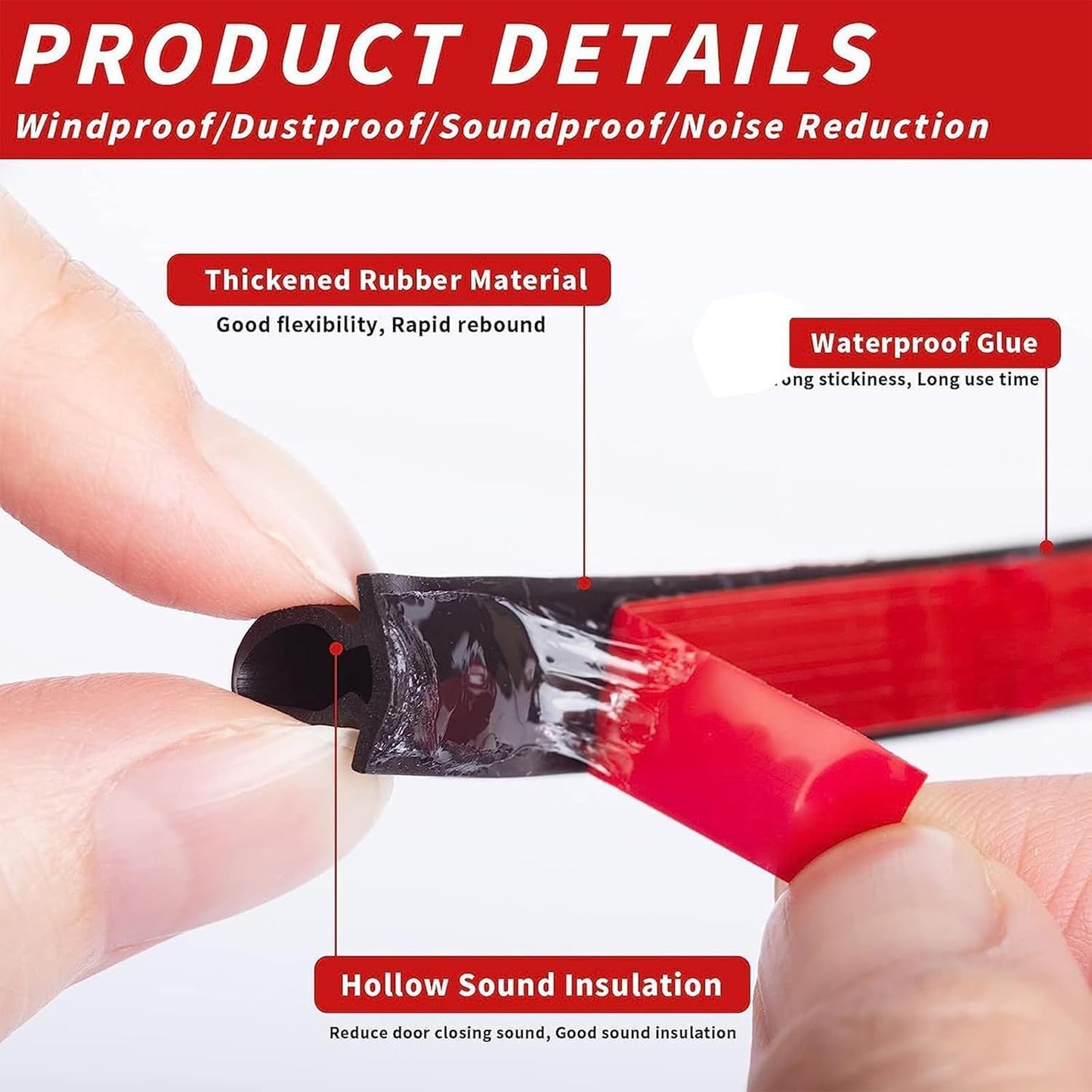 SKY-TOUCH 6M Black D-Shape Self-Adhesive PVC Weather Stripping Door Seal – Soundproof & Draft Excluder for 2.5-6mm Gaps, Window & Door Frame Insulation