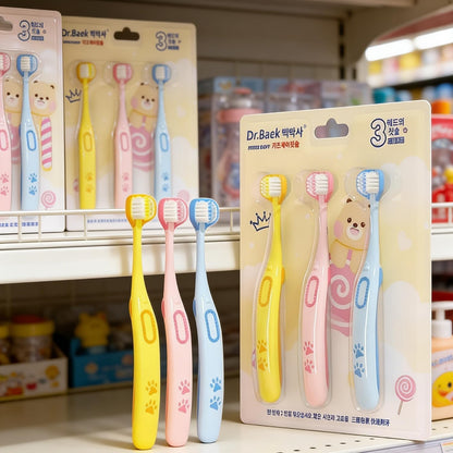 SKY-TOUCH Kids Ultra-Soft Toothbrush 3 Pack, Children's soft bristle toothbrush, Easy to hold, Three-sided brush head, Suitable for ϲhildren aged 2-8