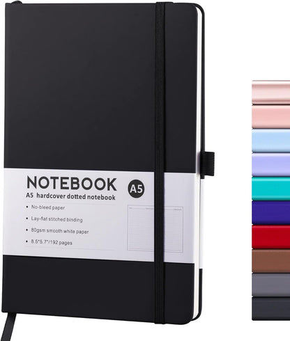 SKY-TOUCH A5 PU Leather Strap Notebook, Black 192 Pages Journal for Office, Study, and Daily Use