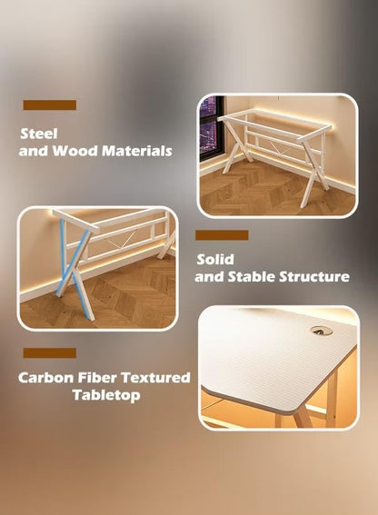 SKY-TOUCH 120x60cm Desktop Computer Desk, Home Office Computer Workstation, Gamer Desk with K-Shaped Ergonomic Computer Desk for Home, Office, Student Writing Study Desk