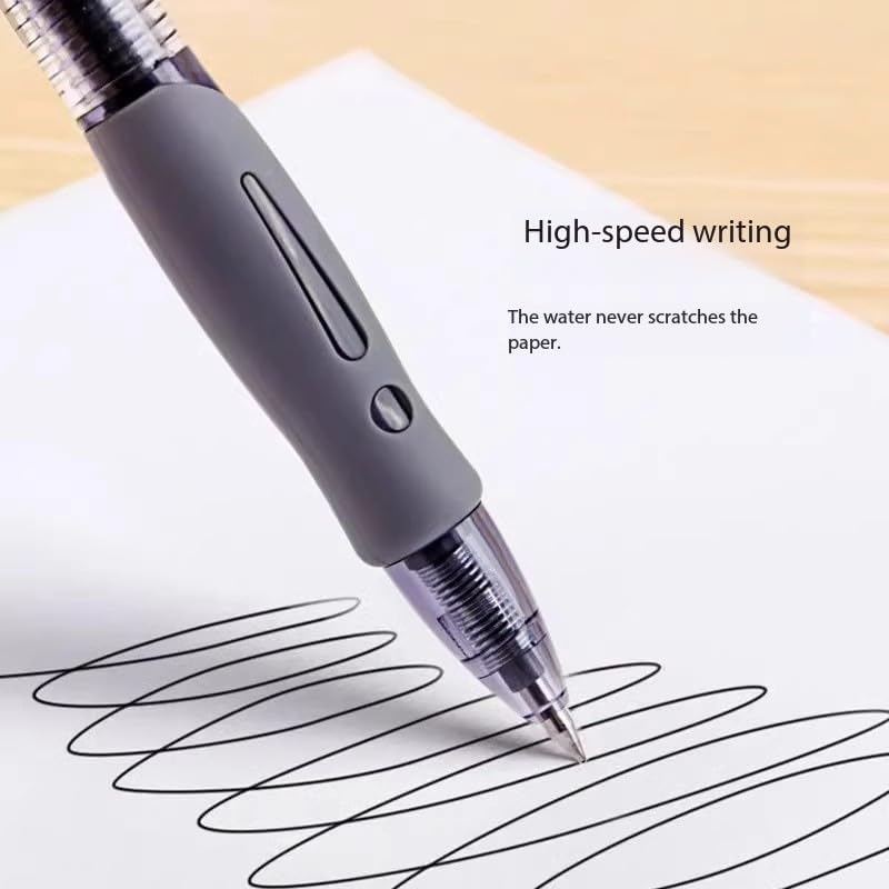 SKY-TOUCH 12 PCS set 0.5mm Retractable Black Ink Pens, Bullet Tip, Quick Drying Black Ink, Soft Rubber Grip, Smooth Writing, Perfect for Exams & Signing