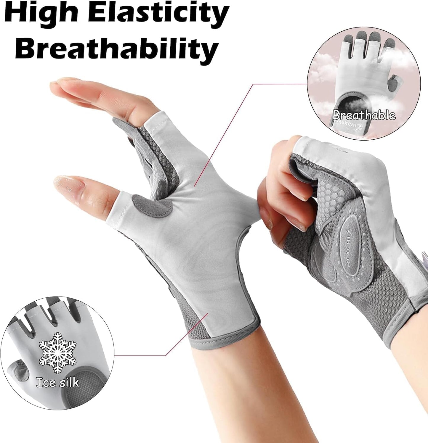 SKY-TOUCH Gym Gloves for Men and Women, Weight Lifting Gloves with Full Palm Protection and Non-Slip Grip, Breathable Workout Gloves for Fitness, Training, Crossfit, Cycling, and Pull Ups (Grey L)