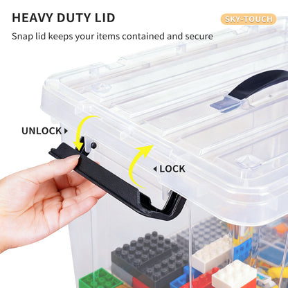 SKY-TOUCH 47L Clear Plastic Storage Box with Lid and Wheels,Stackable Organizer Bin with Handles,Design for Easy Mobility,Ideal for Clothes,Closet Storage,Home Storage Organization,48x28x35cm,1 pack