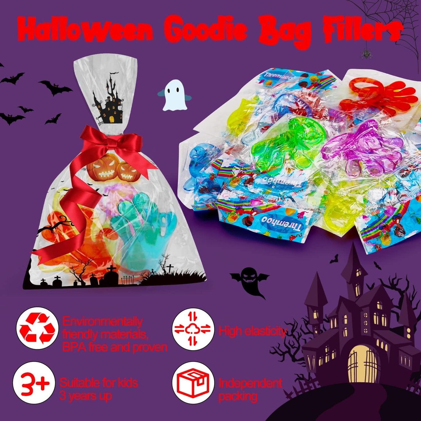 40 Pcs Sticky Hands For Kids Class Valentine Exchange Gift Stretchy Treasure Box Toy Classroom Prize Student Mini Toys Bulk Prize Fillers Slap Hand Party Favor Supplies Goodie Bag Stuffer Boy Girl