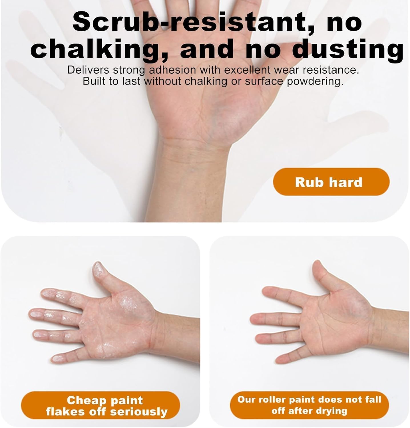 SKY-TOUCH 500g Wall Repair Paint Kit With Roller 2pcs, Includes Sandpaper and Gloves, Low-Odor Latex Paint for Repairing Stains, Mold, Discoloration, Graffiti, and Scratches on Walls