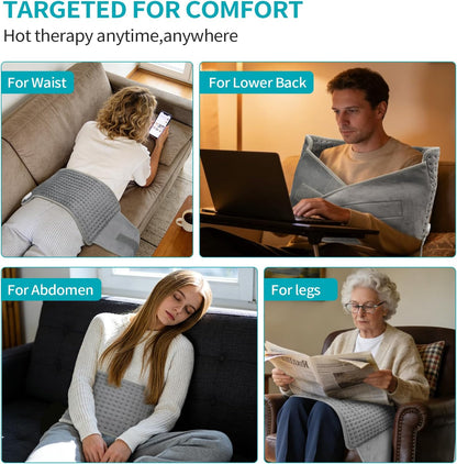 SKY-TOUCH Electric Heating Pad Wrap for Waist & Body, LCD Controller, 9 Heat Levels, 4 Timer Settings, Soft Touch, Fast Heating, Machine Washable - 60x31cm, Ideal for Back, Belly, Legs, & More