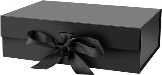 SKY-TOUCH Luxury Magnetic Gift Box 23x17x7cm, Black Gift Box with Ribbon, Magnetic Closure for Luxury Packaging Box for Mother's Day, Birthdays, Bridal Gifts,Weddings