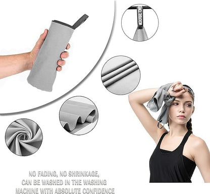 SKY-TOUCH 2 Pack Quick Drying Gym Towel with Carry Bag, Soft Microfiber Lightweight Sport Sweat Towel, Perfect for Beach Gym Yoga Pool Travel Camping Sports Swim, 2 SIZE - 60x124 & 40x60cm