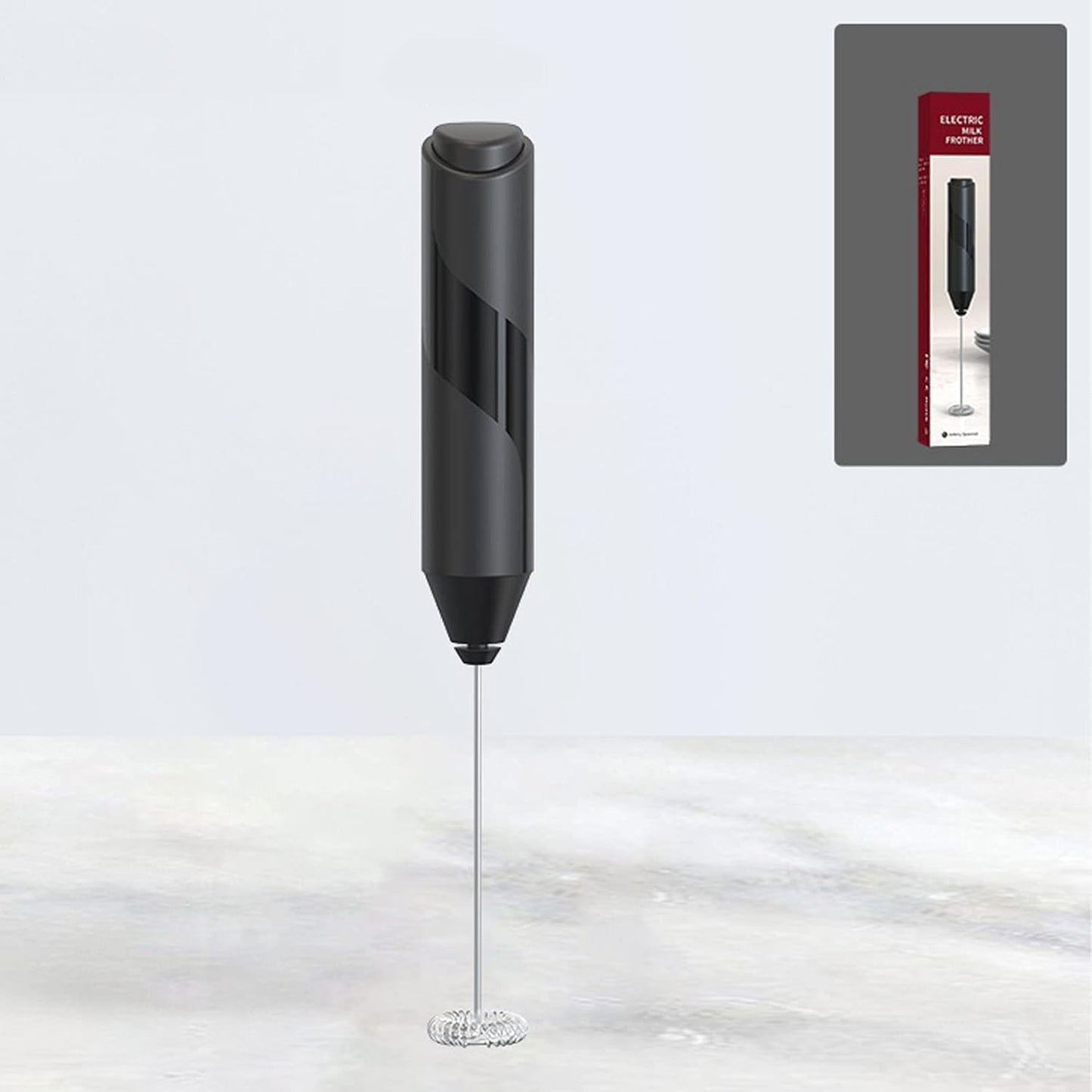 SKY-TOUCH Milk Frother Handheld, Electric Milk Foam Maker Hand Frother Stainless Steel Mini Foam Maker for Coffee Hot Chocolate Black