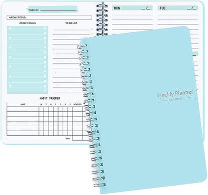 SKY-TOUCH A5 Weekly Planner : To Do List Notebook with 52 Undated Sheets Daily Planner with Goal Habit Tracker Organizer for Office Home School Work Study Life