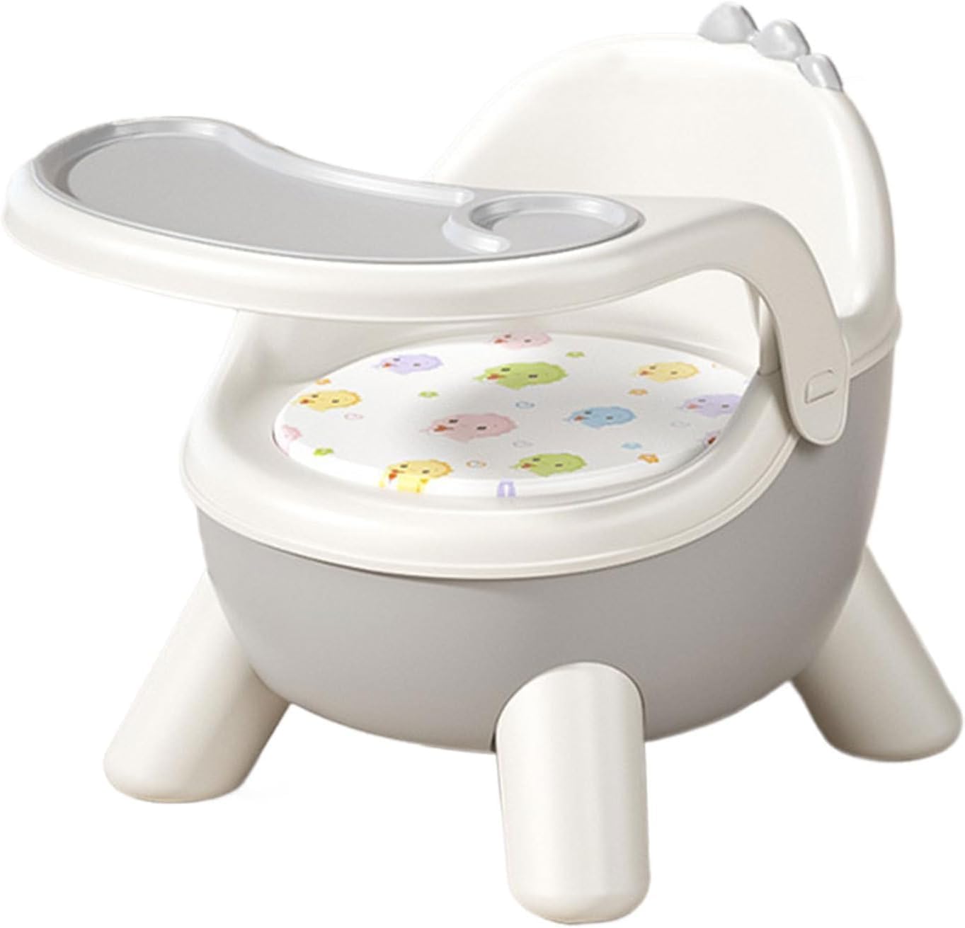 SKY-TOUCH Child Dining Feeding Chair, Child Booster Seat Eating Chair with Sound, Multi Functional Eating Playing, Portable Safe Supplies for Home Travel, Grey, 32x30x35cm - Suitable for 2 Age+