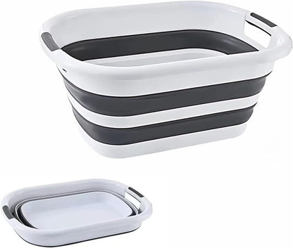 SKY-TOUCH 38L Collapsible Plastic Bucket with Handle, Foldable Laundry Basin, Multi-functional Cleaning and Laundry Basket for Outdoor Use, Suitable for Camping, Handwashing, 61cm * 46cm * 27cm