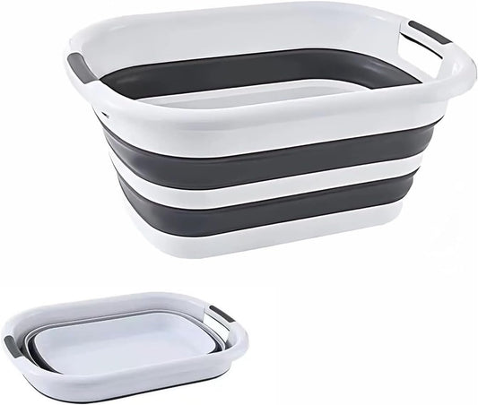 SKY-TOUCH 38L Collapsible Plastic Bucket with Handle, Foldable Laundry Basin, Multi-functional Cleaning and Laundry Basket for Outdoor Use, Suitable for Camping, Handwashing, 61cm * 46cm * 27cm