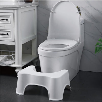 SKY-TOUCH Toilet Stool : Non-Slip Plastic Potty Stool Squatting Posture Poop Stool Portable Step Stool for Adults Kids Improve Bathroom Posture and Comfort White