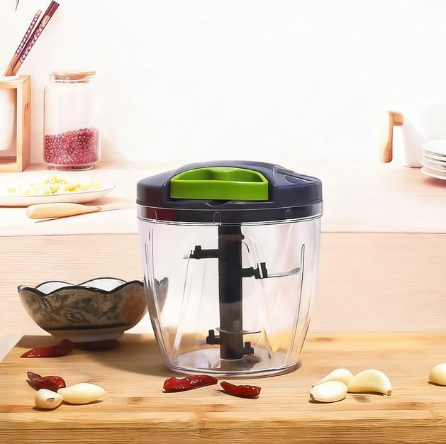 SKY-TOUCH Pull Chopper - Manual Mincer with Large Capacity, Easy-to-Use Hand-Pull Design, Sharp Blades, and Nylon Rope, Water Washable