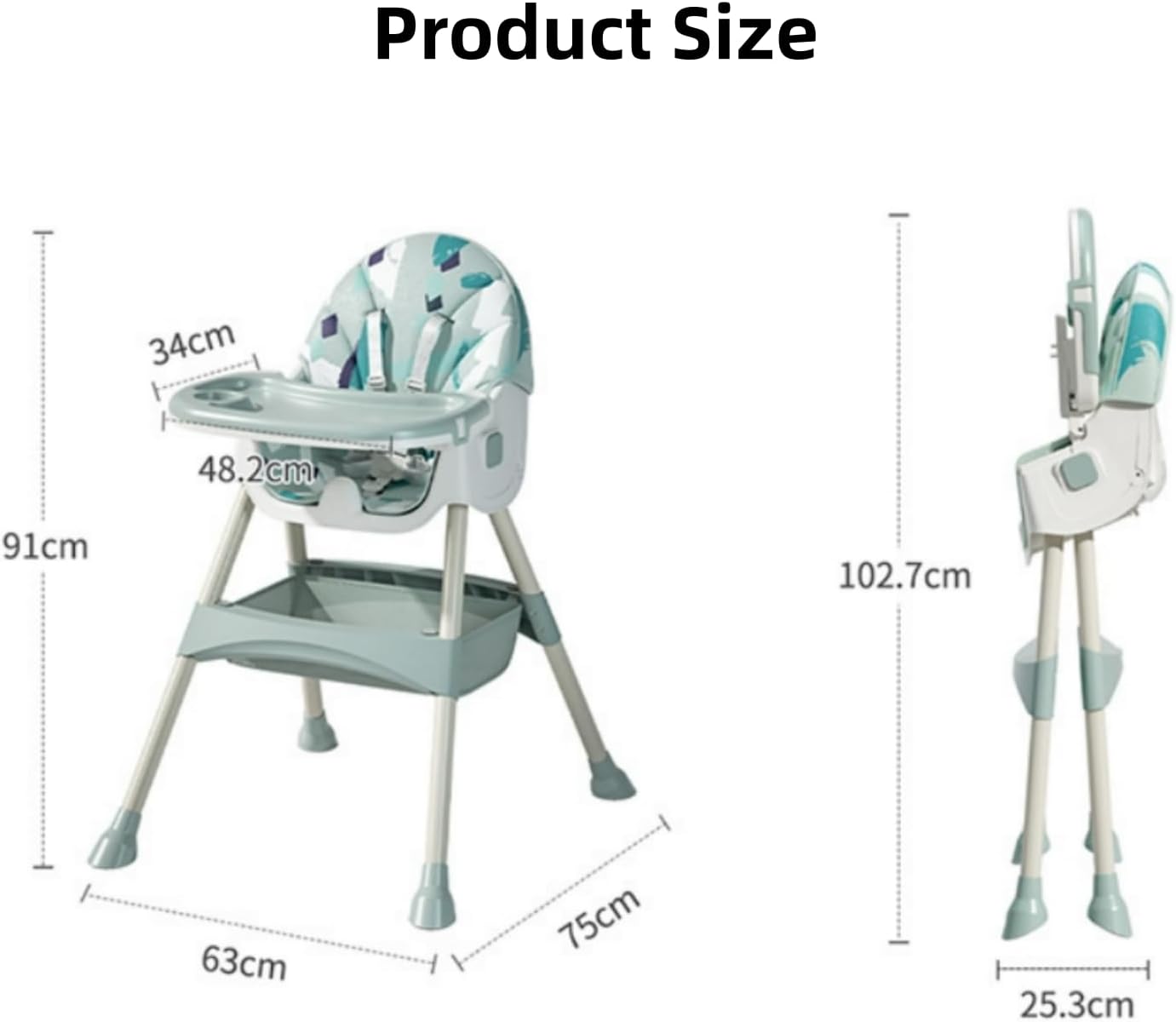 SKY-TOUCH Baby High Chair Adjustable Height, Baby Dining Chair Ergonomic, High Chairs for Babies and Toddlers with Wheels Removable Tray and Adjustable Backrest & Height, for Ages 6 Months and Up