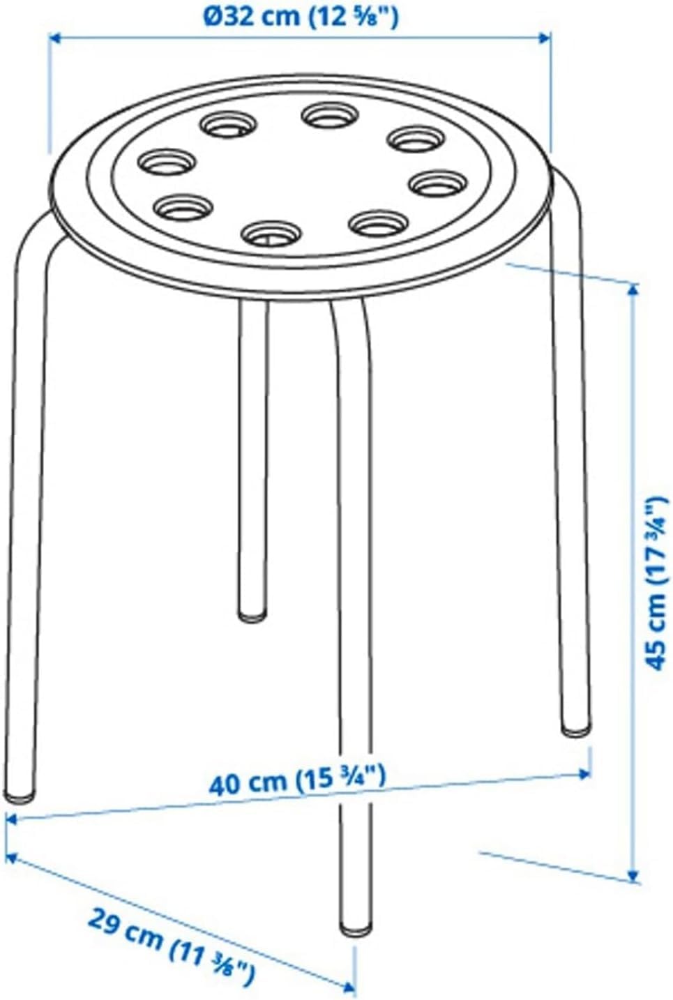 SKY-TOUCH 1pcs Stackable Marius Stool, Durable Plastic & Steel, Lightweight, Space-Saving, Anti-Slip Legs, Holds Up to 80kg, Ideal for Indoor/Outdoor Use–Home,Office,Bar,School,Lab(40x40x45cm)