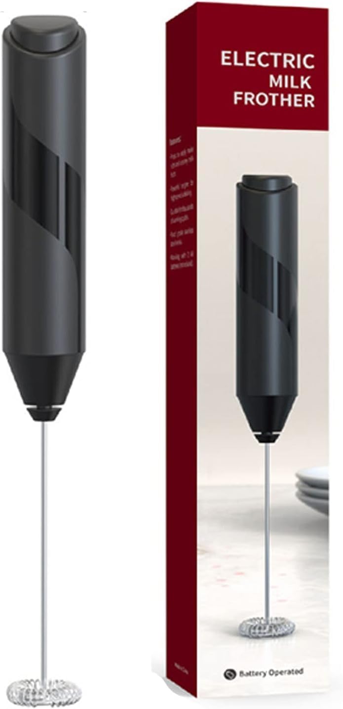 SKY-TOUCH Milk Frother Handheld, Electric Milk Foam Maker Hand Frother Stainless Steel Mini Foam Maker for Coffee Hot Chocolate Black