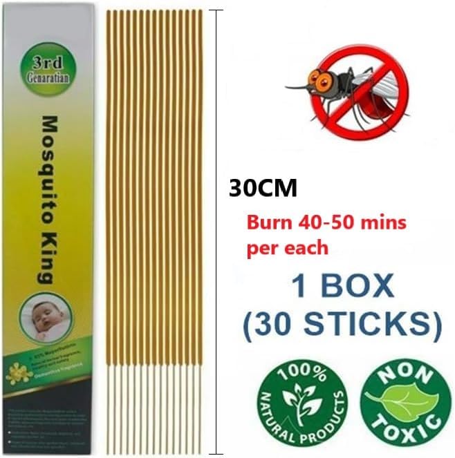 SKY-TOUCH 30Pcs Mosquito Repellent Incense Sticks : Natural Effective Repellent DEET Free for Indoors Home Office Outdoor Backyard Travel Camping Barbecue