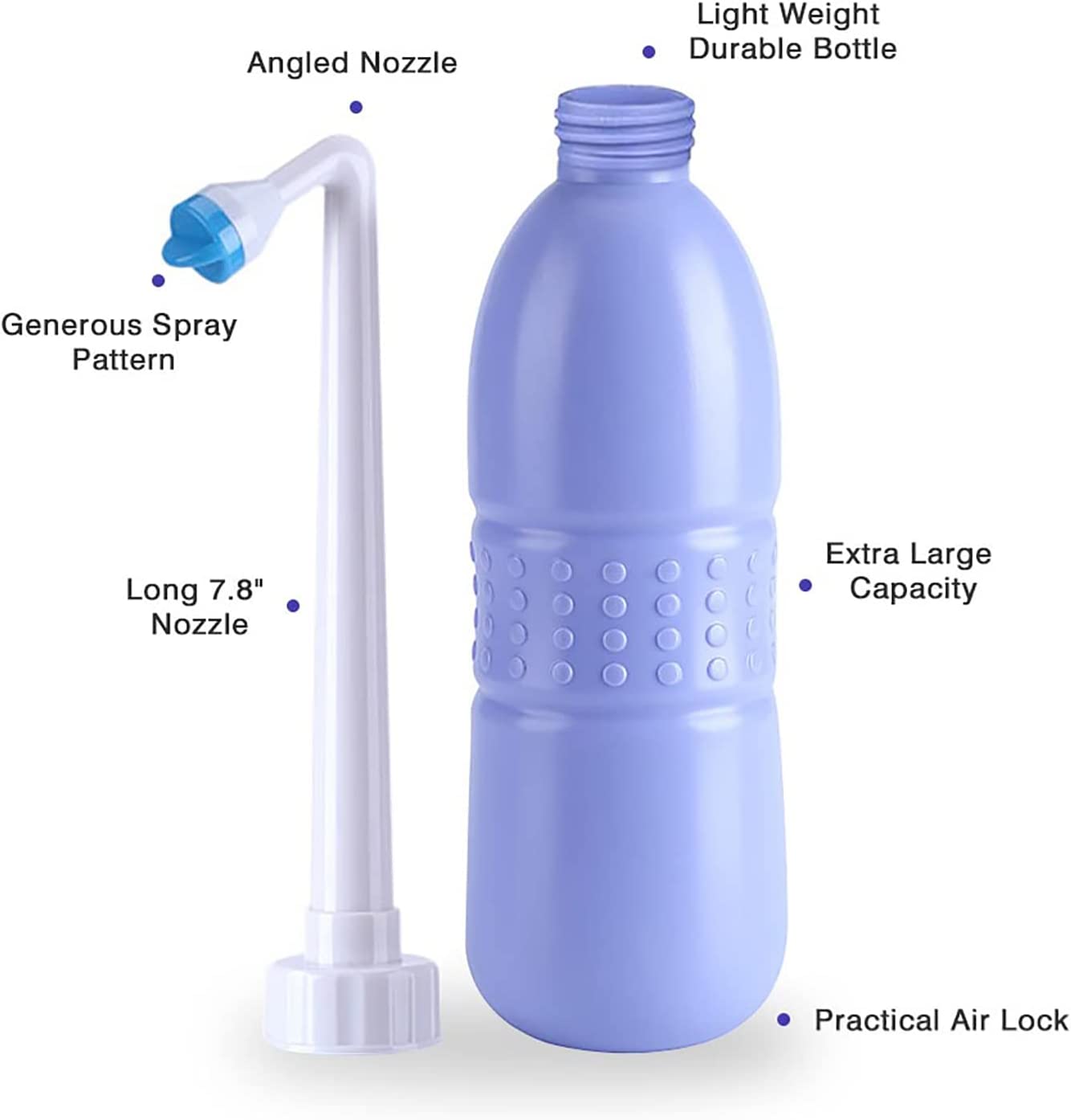 SKY-TOUCH Large Portable Shattaf Bidet Bottle and Traveling Bidet for Personal Cleansing Use - Include Extended Nozzle - Personal Hygiene Care Toilet Bidet Spray -650ml Purple