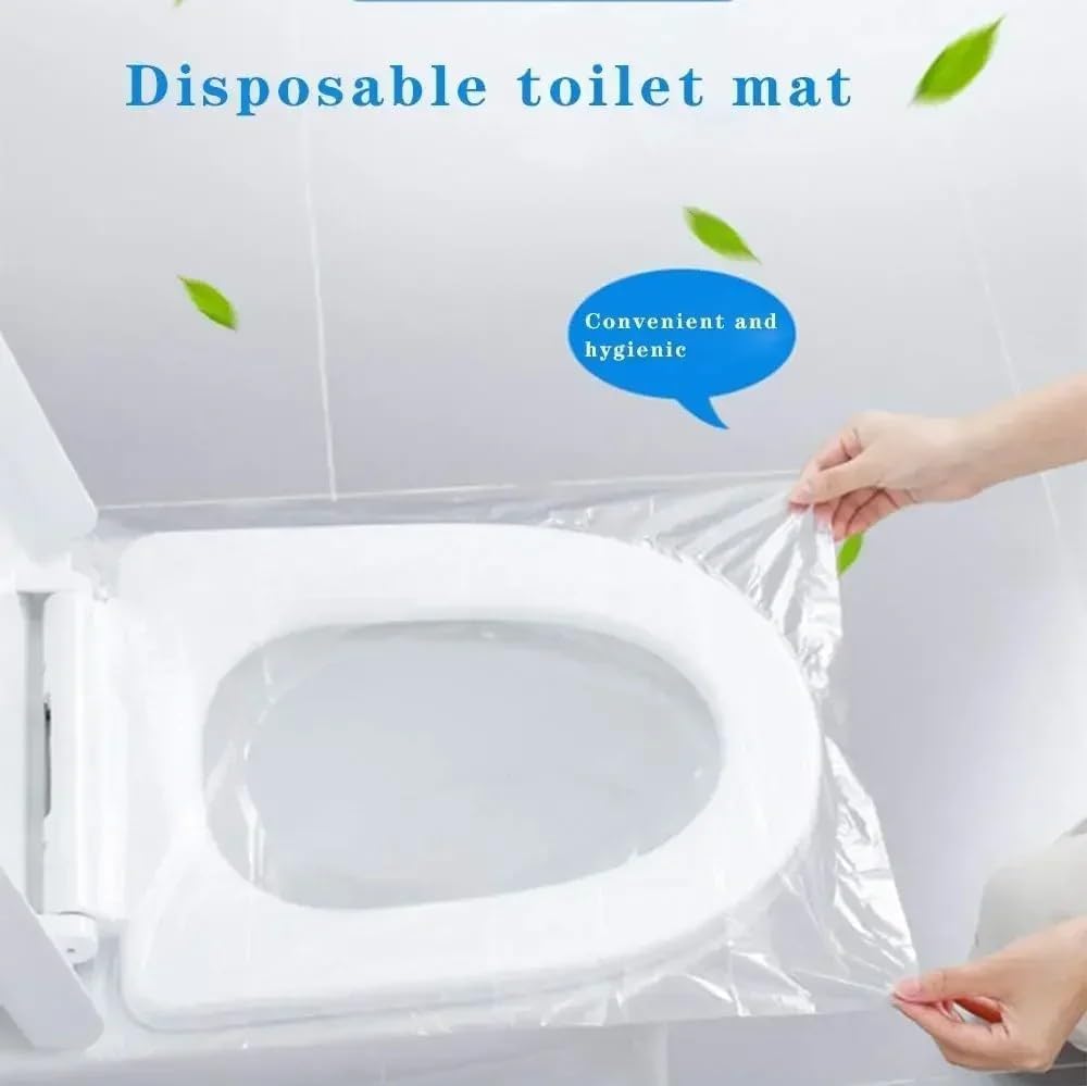 SKY-TOUCH 50PCS Disposable Toilet Seat Covers, Waterproof & Portable Travel Mat, Non-Slip PE Toilet Seat Protector for Public Restrooms, Hotels, Camping, and Travel