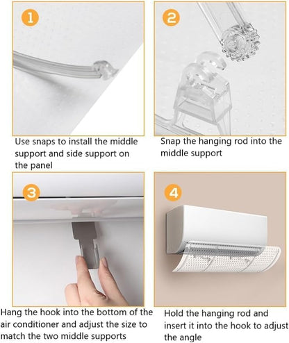 SKY-TOUCH Air Conditioner Deflector : Anti-direct Blowing Windshield Baffles Cover Without Punching Angle Adjustable for Home Office 60-90cm Air Conditioning (Clear)