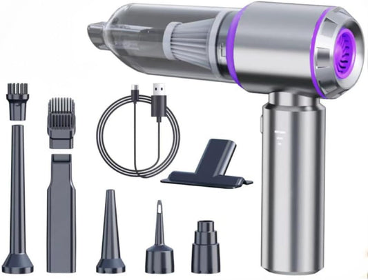 SKY-TOUCH Portable Handheld Cordless Vacuum Cleaner, 16000PA Wireless Mini Vacuum Cleaner 4-in-1 Compressed Air Duster & Air Blower & Pump for Camping, Home, Car, Office, Pets - 6000mAh