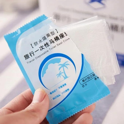 SKY-TOUCH 50PCS Disposable Toilet Seat Covers, Waterproof & Portable Travel Mat, Non-Slip PE Toilet Seat Protector for Public Restrooms, Hotels, Camping, and Travel