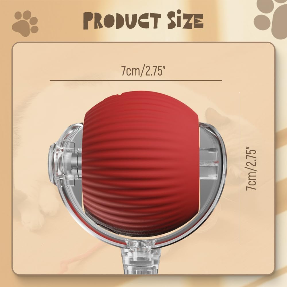 SKY-TOUCH Interactive Cat Toys Ball, Automatic Interactive Ball Toys Fast Rolling on Carpet, Chirping & Motion Activate, Durable High Bounce Floating Rubber Dog Ball with LED Light for Cats, Red