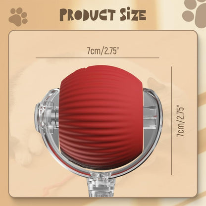 SKY-TOUCH Interactive Cat Toys Ball, Automatic Interactive Ball Toys Fast Rolling on Carpet, Chirping & Motion Activate, Durable High Bounce Floating Rubber Dog Ball with LED Light for Cats, Red