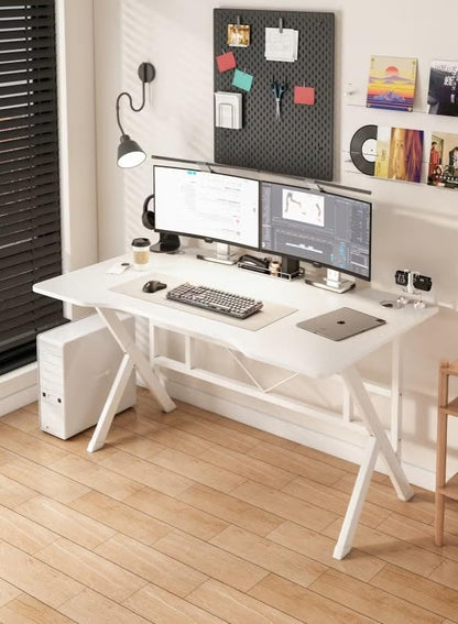 SKY-TOUCH 120x60cm Desktop Computer Desk, Home Office Computer Workstation, Gamer Desk with K-Shaped Ergonomic Computer Desk for Home, Office, Student Writing Study Desk