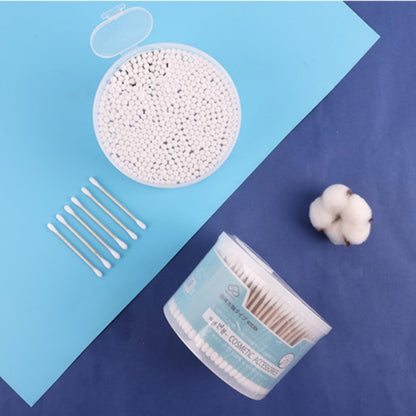 SKY-TOUCH 500 Count Cotton Swabs Double-Tipped Round, Bamboo Clean Swabs for Personal Care, Ear Cleaning, Makeup, Nails