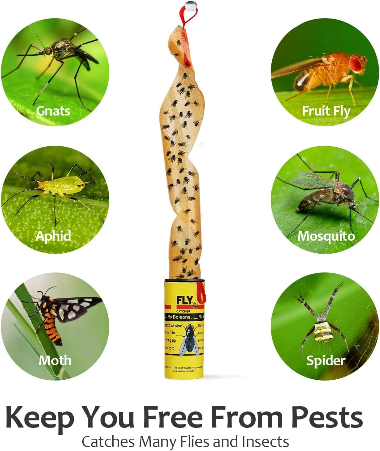 SKY-TOUCH 28 Pcs Sticky Fly Trap Indoor,Fly Traps Outdoor Hanging, Fruit Fly Trap Strips Tape Killer, Flying Insect Trap for Gnat, Insect,Mosquito,Suitable for home, kitchen, terrace.