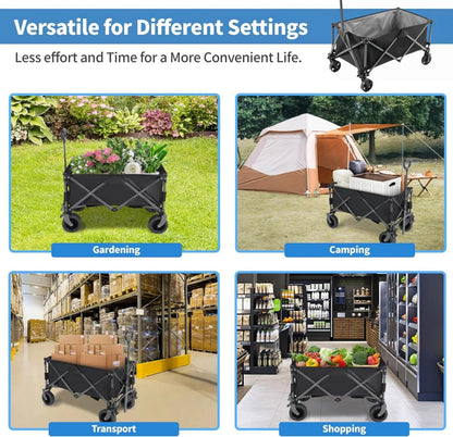 SKY-TOUCH Garden Cart Camping Wagon Foldable, Shopping Trolleys Utility Outdoor Wagon Collapsible Garden Camping Picnic Cart