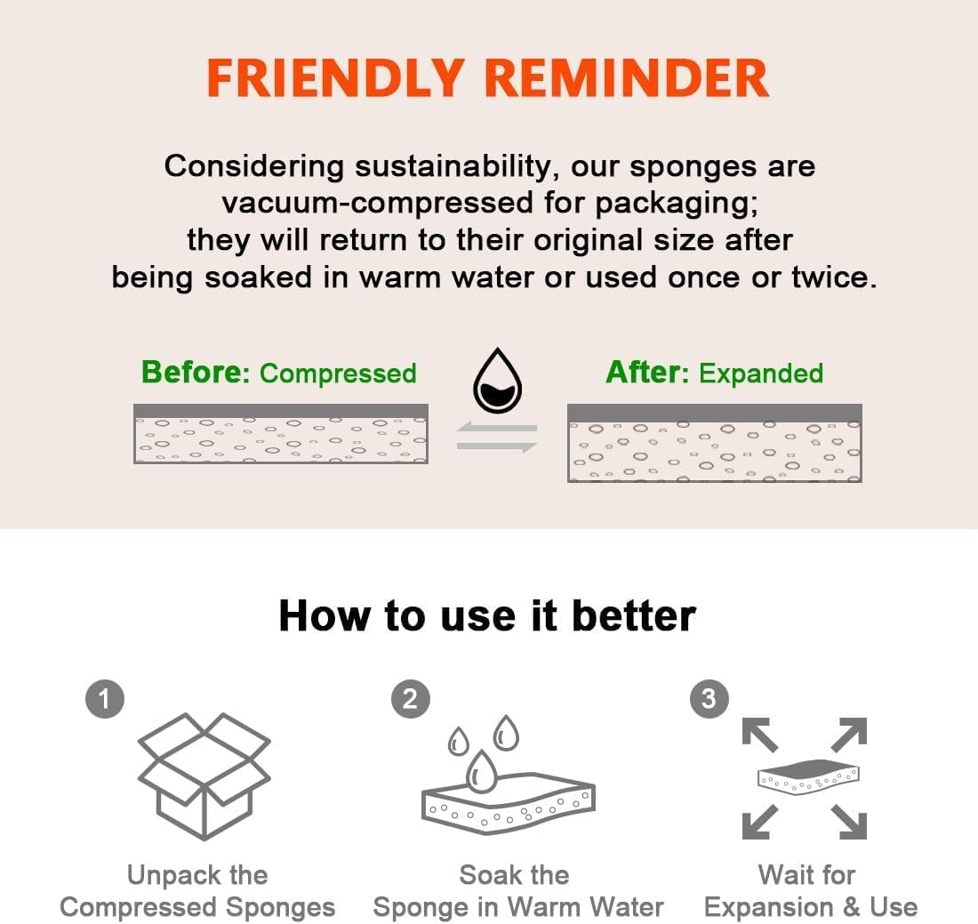 SKY-TOUCH 12 PACK Cleaning Sponges, Natural Jute Pulp & Coconut Fiber Scrubber Sponges for Dishwashing, Pot Scrubbing, and Kitchen Cleaning, Eco-Friendly, Durable, Multi-Purpose Sponges