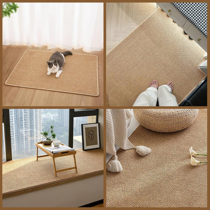 SKY-TOUCH Imitation Sisal Carpet-Set,Imitation Sisal Cotton Cloth Bottom Door Rug,Non Slip Woven Cotton Entrance Rugs for Front Porch Bathroom Kitchen Bedroom, SIZE 120x43cm & 76x43cm