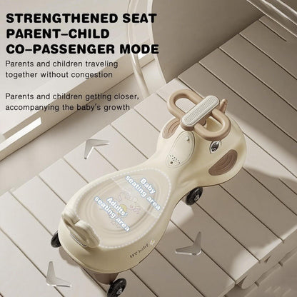 SKY-TOUCH Children's Twist and Swing Car with LED Wheels, Lights and Music, Twist, Spin, and Swing Control, Durable Rocking Car, Ride-On Toy, Suitable for Boys and Girls Ages 3+, Kid's Birthday Gift