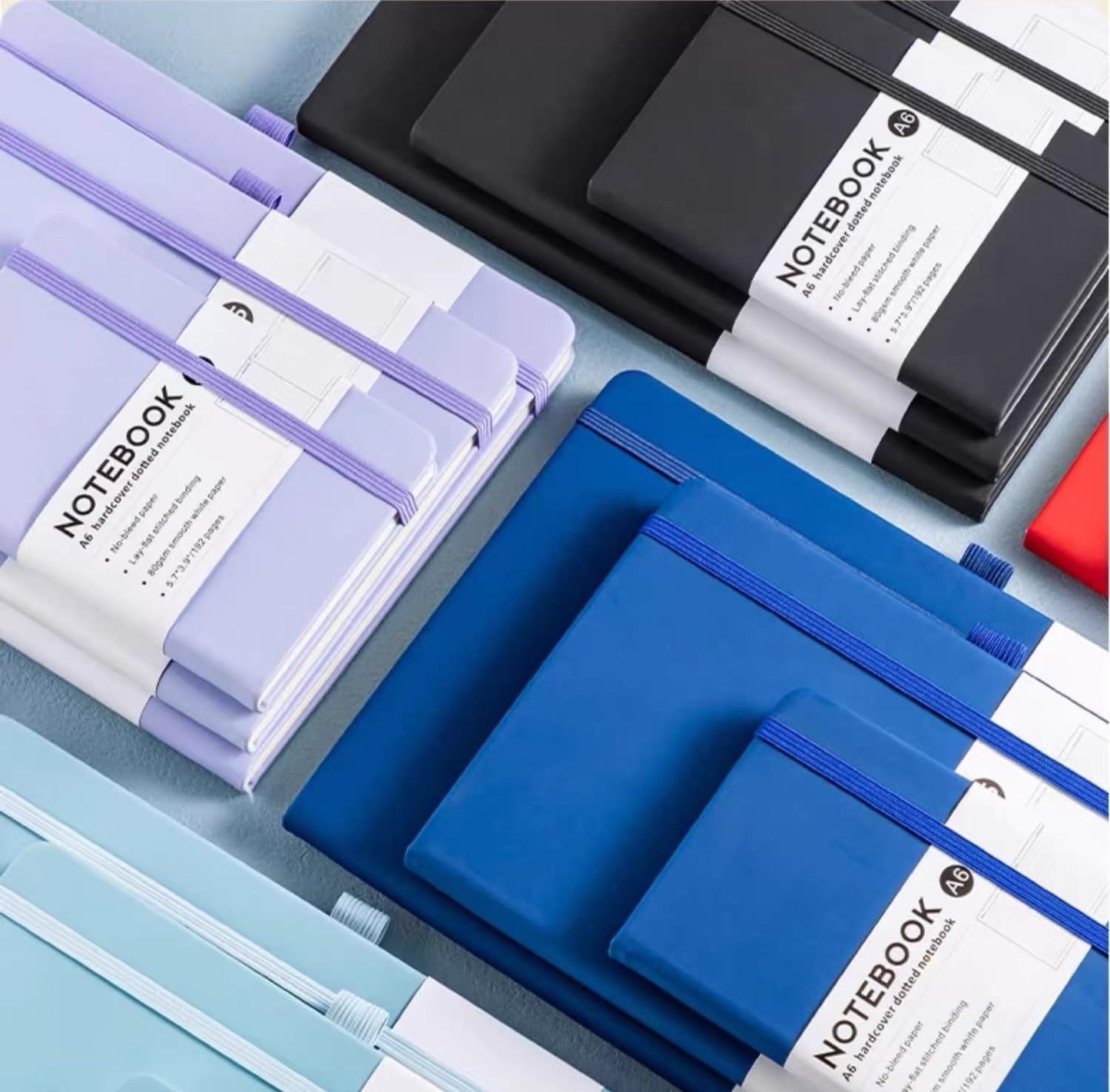 SKY-TOUCH A5 PU Leather Strap Notebook, Black 192 Pages Journal for Office, Study, and Daily Use