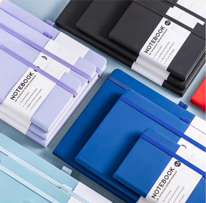 SKY-TOUCH A5 PU Leather Strap Notebook, Black 192 Pages Journal for Office, Study, and Daily Use