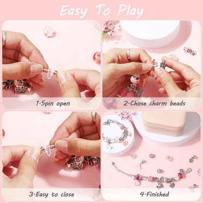SKY-TOUCH Charm Bracelet Making Kit for Girls, 68pcs DIY Jewelry Making Kits with Box, Gift for Girls Craft Toys Birthday Christmas Toys Age 6-12