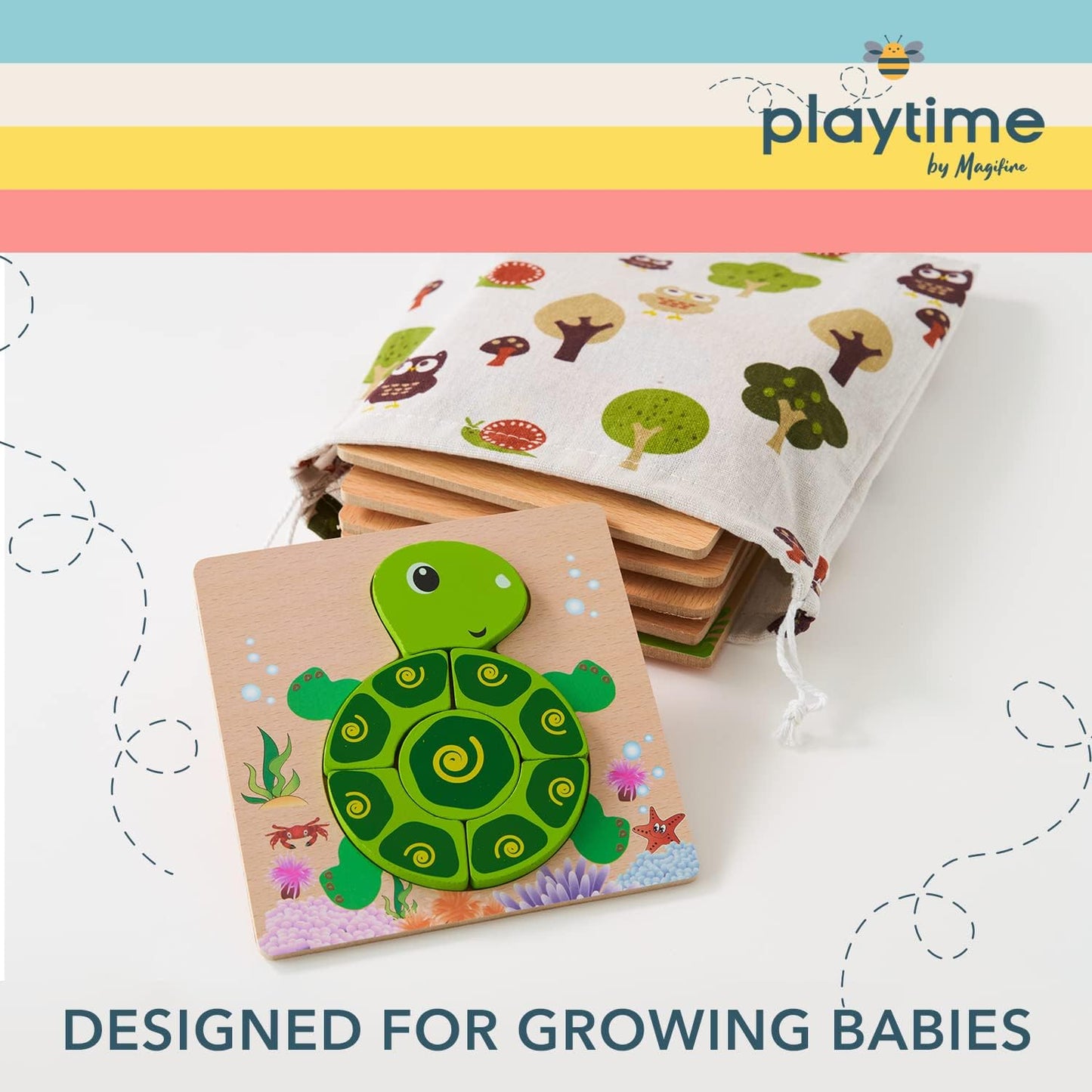 MAGIFIRE Wooden Toddler Puzzles Gifts Toys for 1 2 3 Year Old Boys Girls Baby Infant Kid Learning Educational 6 Animal Shape Jigsaw Eco Friendly Child Kid Montessori Stem Travel Toy