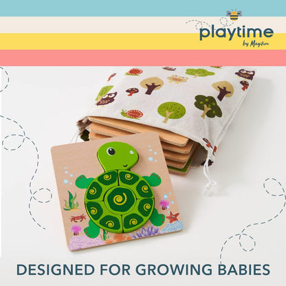 MAGIFIRE Wooden Toddler Puzzles Gifts Toys for 1 2 3 Year Old Boys Girls Baby Infant Kid Learning Educational 6 Animal Shape Jigsaw Eco Friendly Child Kid Montessori Stem Travel Toy