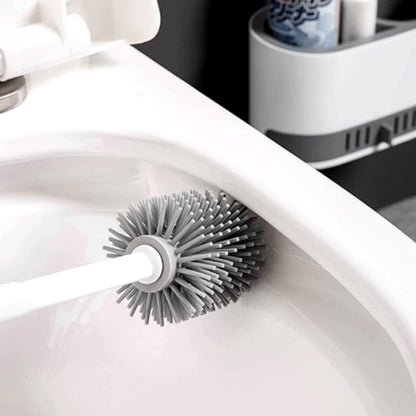 SKY-TOUCH Soft Wall-Mounted and Floor-Standing Dual Purpose Toilet Brush with Silicone Bristles Toilet Brush and Holder Deep Cleaning Reusable, Square - Easy Keep Clean