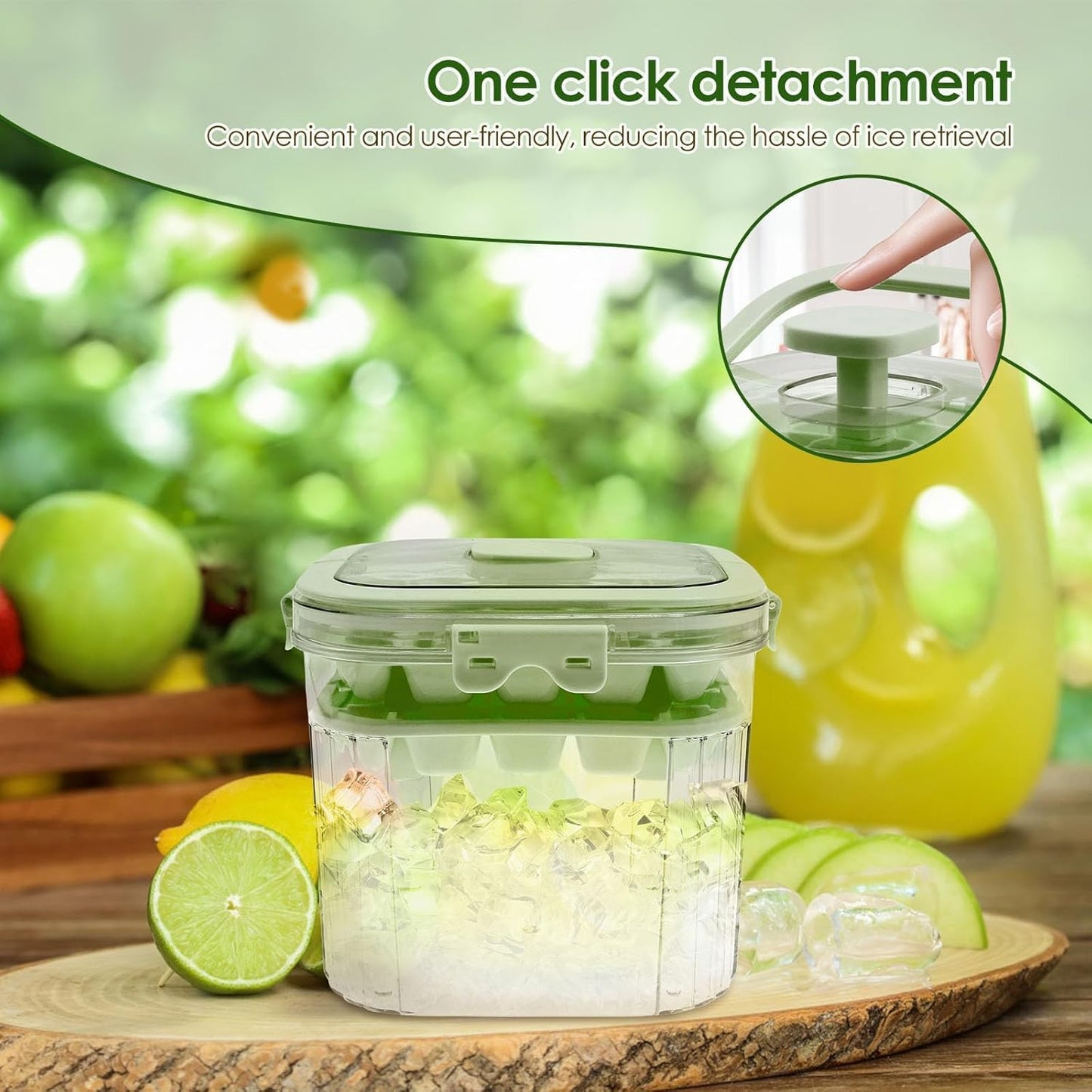 SKY-TOUCH 5L Portable Ice Bucket for Freezer with 56 Grids Mold Tray & Scoop, Large Capacity Clear Refrigerator Ice Cube Storage Bin for Outdoor Camping and BBQ Party (Green)