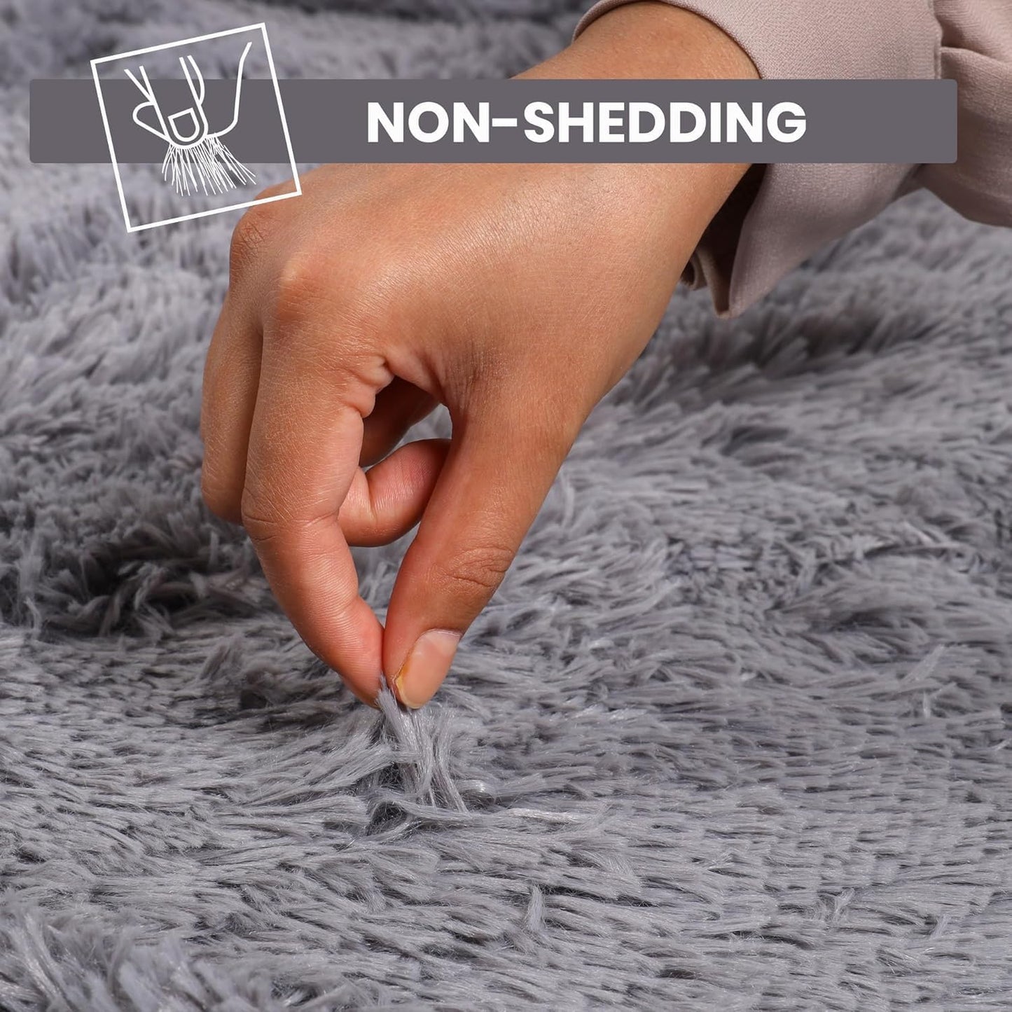 SKY-TOUCH 60x110cm Area Rugs Homeware Rugs, Super Soft Fluffy Large Shaggy Rug Thick Pile Non Shedding, Area Rugs for Bedroom Anti Slip, Light grey