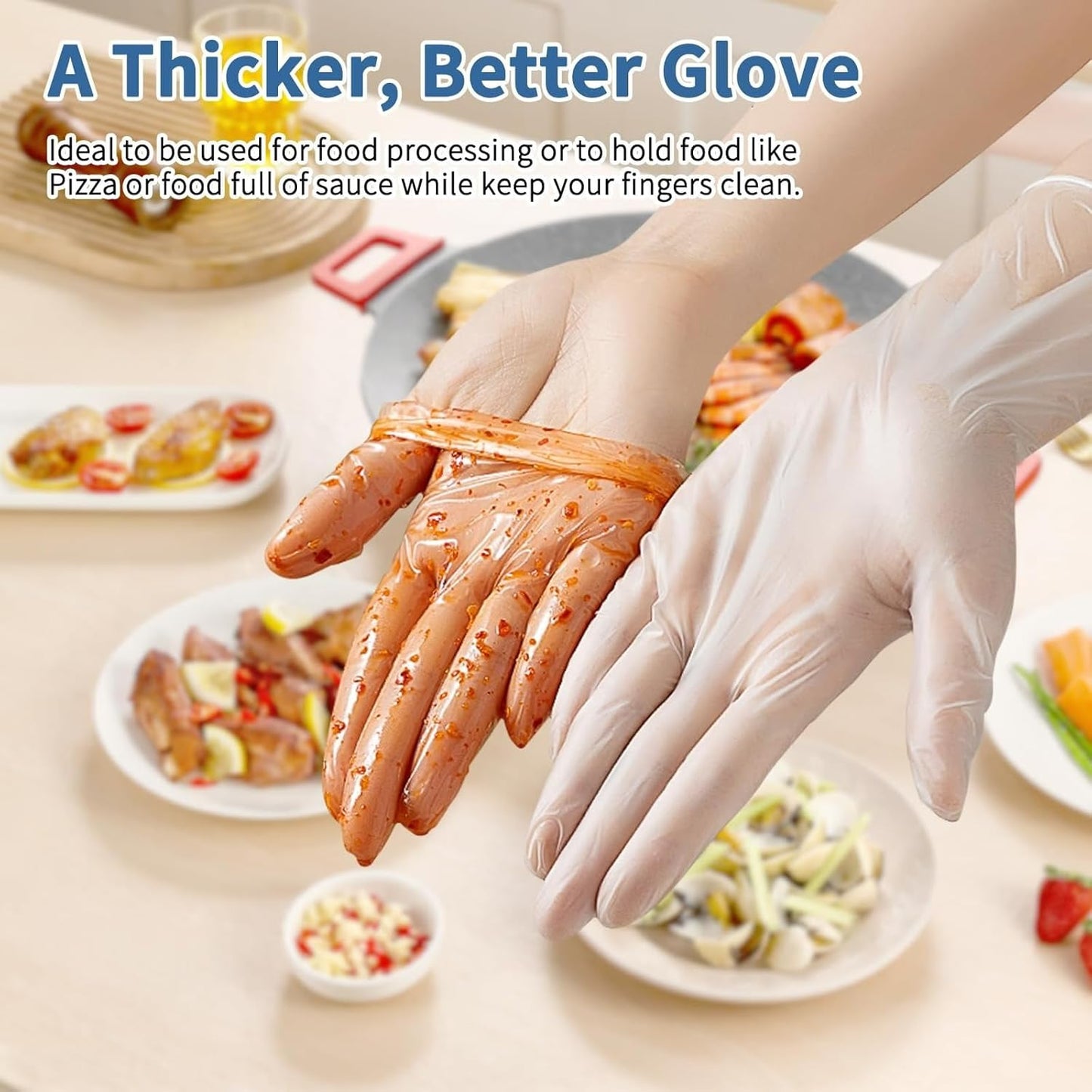 SKY-TOUCH Disposable Vinyl Gloves, 100 Count, Powder-Free & Latex-Free, Food Safe, Non-Sterile, Ambidextrous, For Cooking, Food Prep, Cleaning & Professional Use (XL Clear)